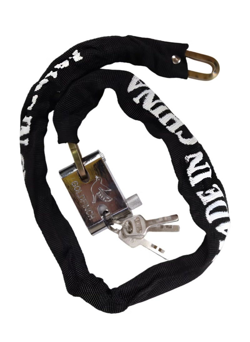 R.VIHAN Heavy-Duty Bicycle Chain Lock with Key | 83cm Steel Chain with Nylon Sleeve | Anti-Theft Lock for Bike, Motorcycle, Scooter, Gate & Outdoor Security â€“ Black - Image 2